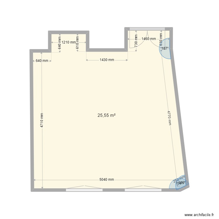 plan de la cuisine. Plan de 1 pièce et 26 m2