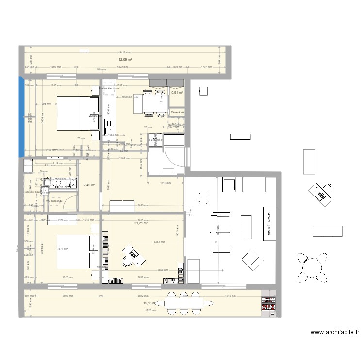 t4fino8.0. Plan de 13 pièces et 92 m2