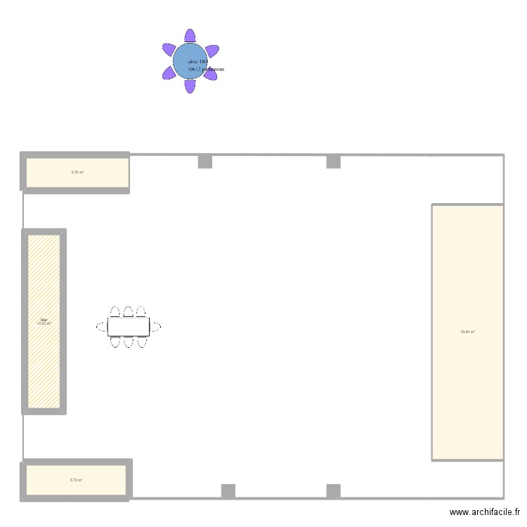 Salle LaTour. Plan de 4 pièces et 56 m2