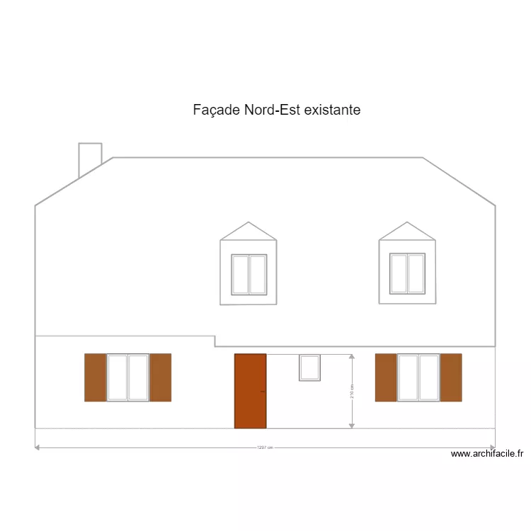 Facade NE existante. Plan de 
