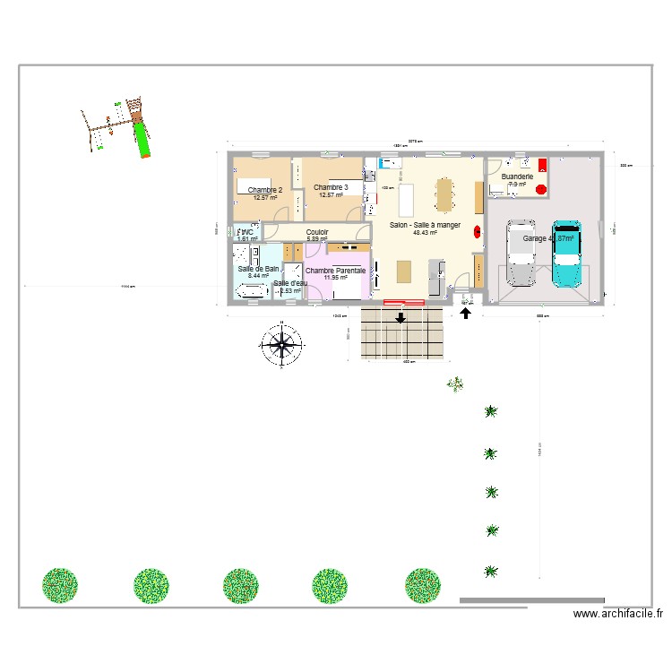 MAISON  FONTAINE MOUTIER Modif SdB et baisse m2. Plan de 0 pièce et 0 m2