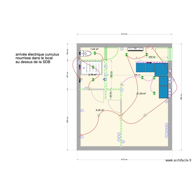 gueriaud R1. Plan de 4 pièces et 35 m2