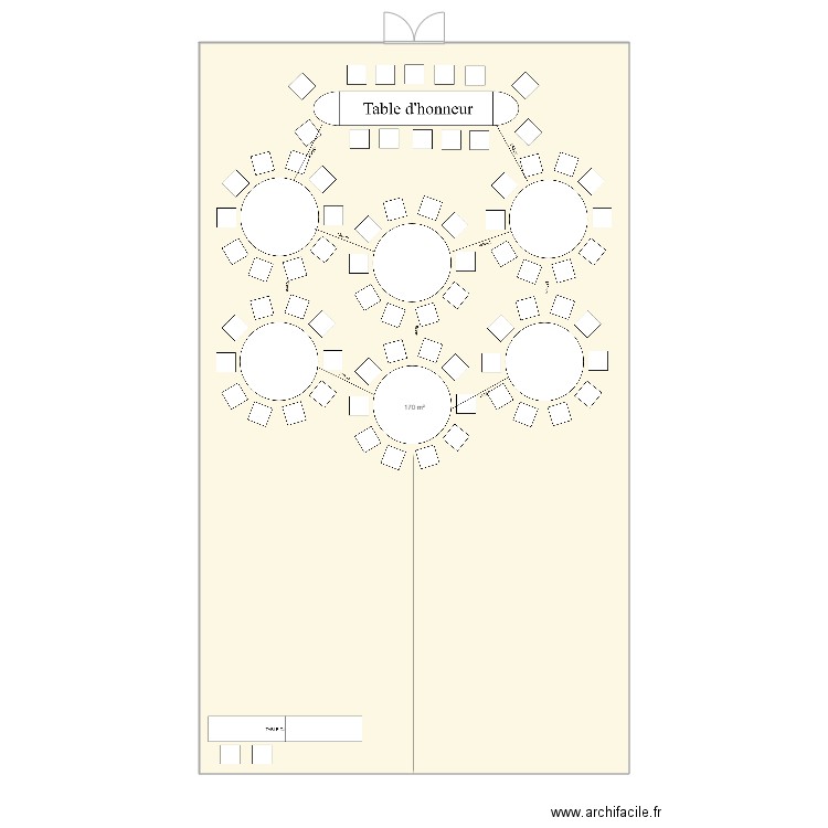 Salle. Plan de 1 pièce et 170 m2