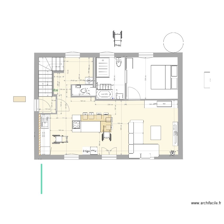 plan51. Plan de 1 pièce et 52 m2