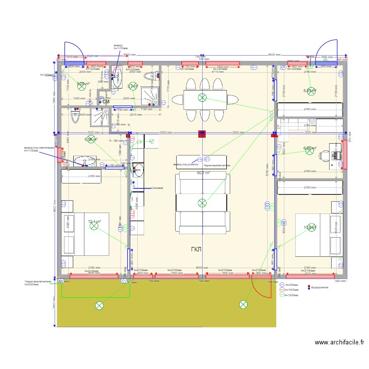 Anton. Plan de 9 pièces et 116 m2