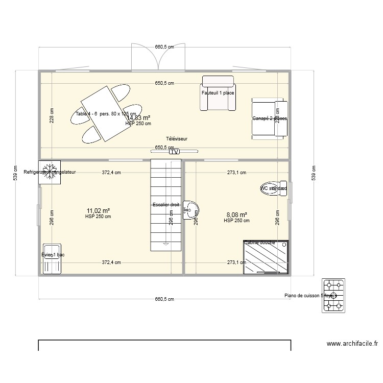 Renov. Plan de 3 pièces et 34 m2