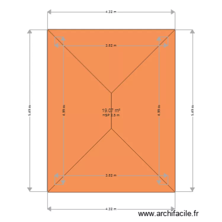 VUE DESSUS TOITURE VERANDA MACONNEE. Plan de 
