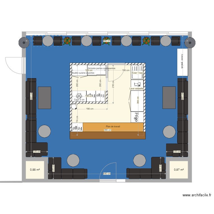 Plan salle Four Saison. Plan de 5 pièces et 82 m2