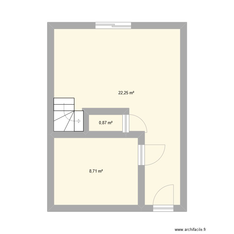 rez de chausset. Plan de 3 pièces et 32 m2
