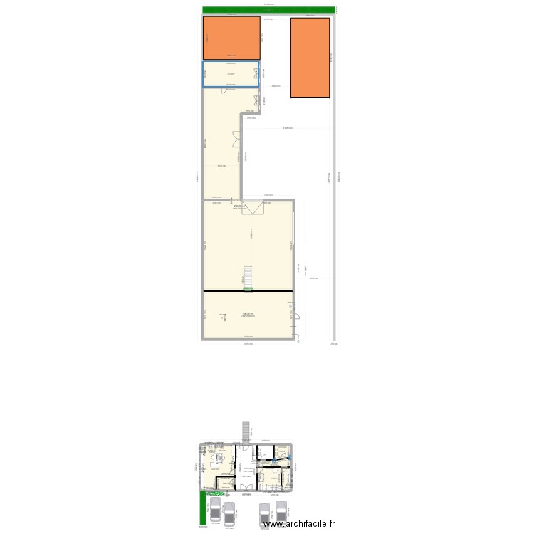 R -1 3 EME  AMH . Plan de 8 pièces et 484 m2