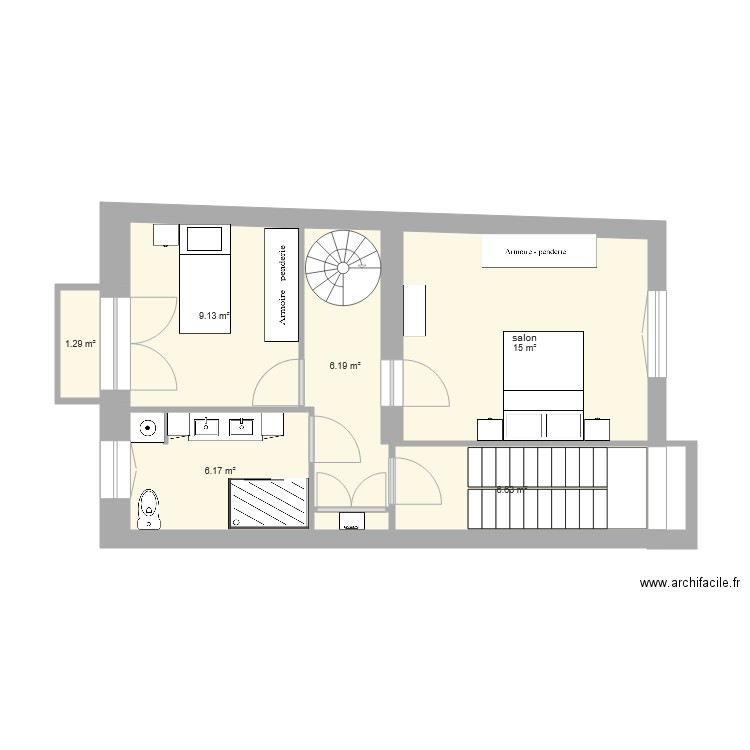 Anatole France 3ème étage aménagé. Plan de 0 pièce et 0 m2