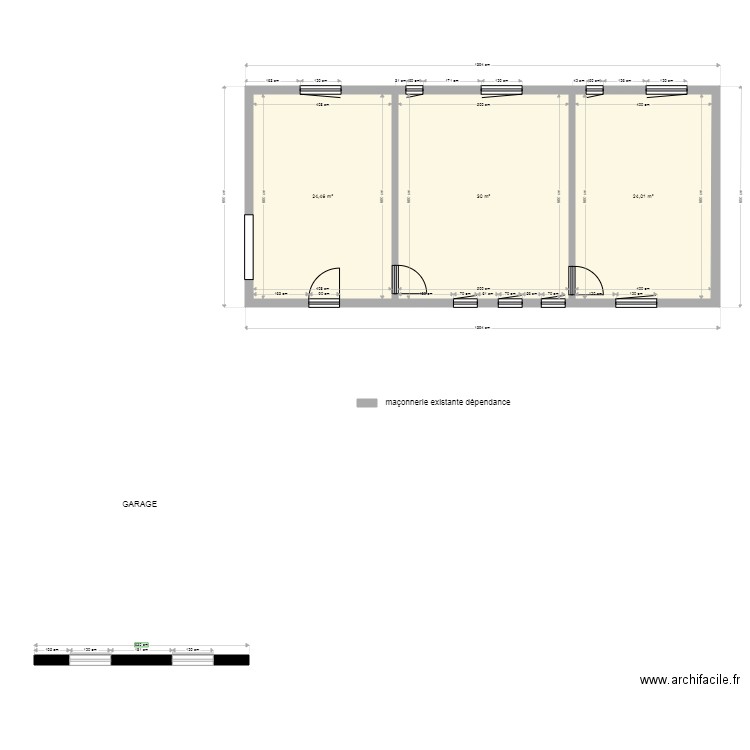  DÉPENDANCE ACTUELLE SANS OUVERTURES. Plan de 0 pièce et 0 m2