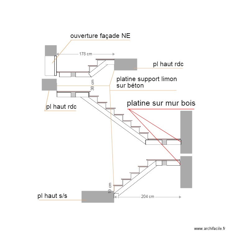 ROZAND   VILLARD  COUPE ESCALIER RDC. Plan de 0 pièce et 0 m2