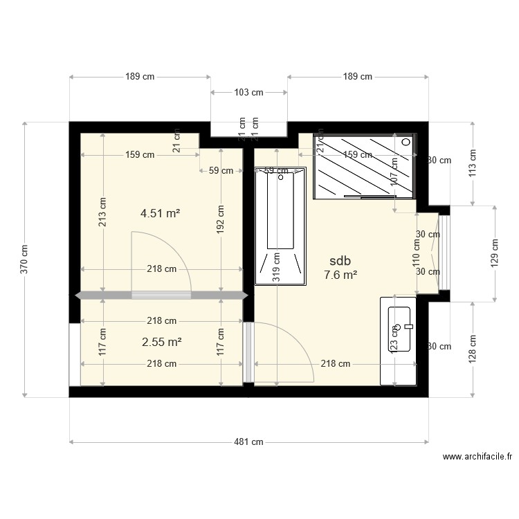 salle de bain. Plan de 0 pièce et 0 m2