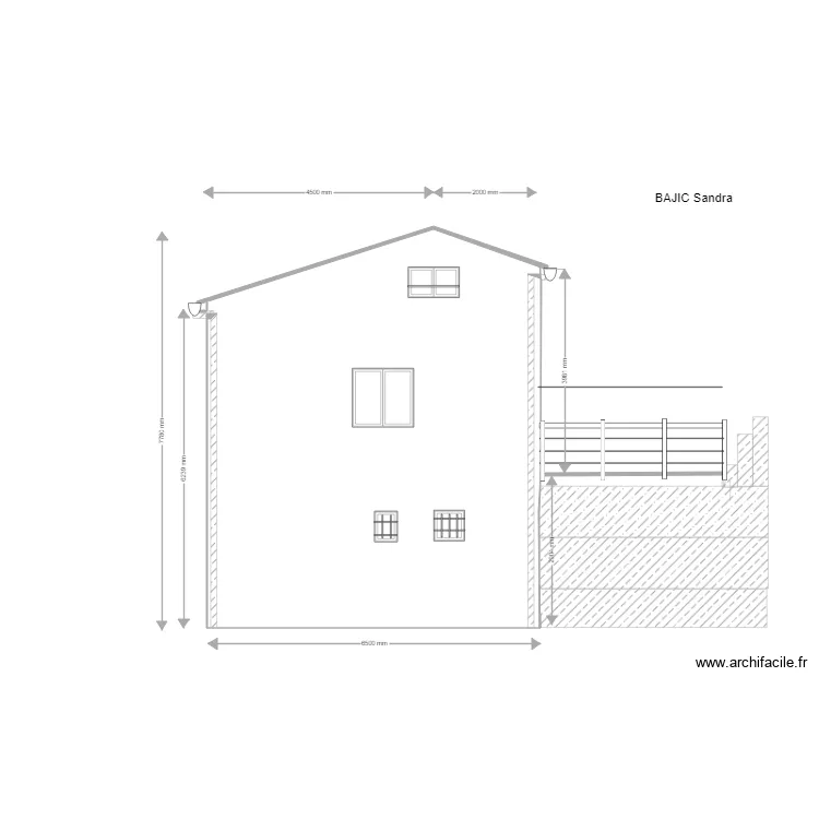 facade  ouest. Plan de 