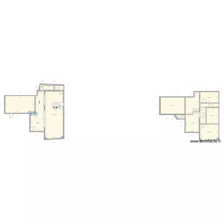 Maison apr&egrave;s travaux. Plan de 