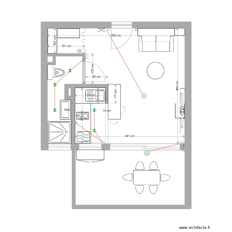 Jean Anna elec. Plan de 4 pièces et 34 m2