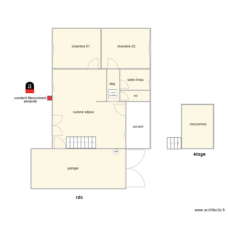 pifteau am 1164. Plan de 9 pièces et 80 m2