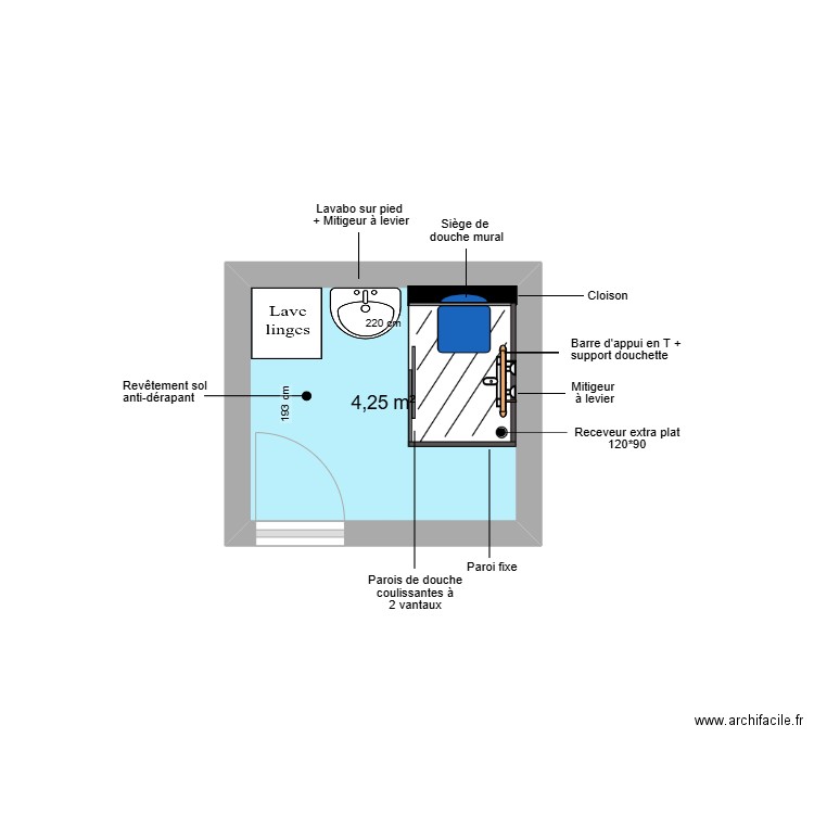 Projet BELLACHE. Plan de 1 pièce et 4 m2