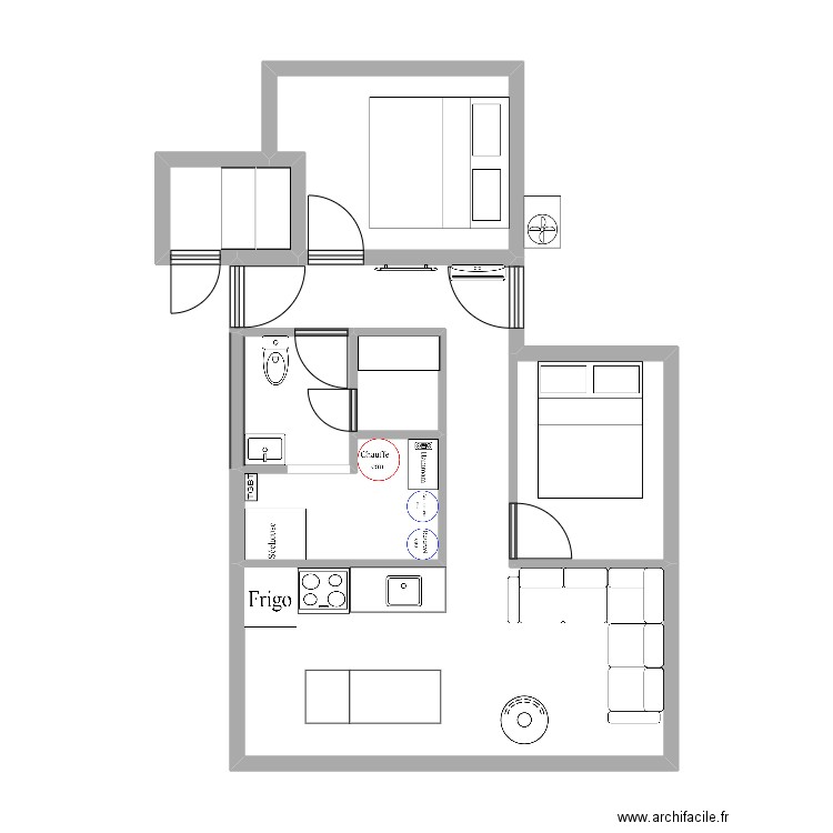 L'isoloir. Plan de 7 pièces et 49 m2