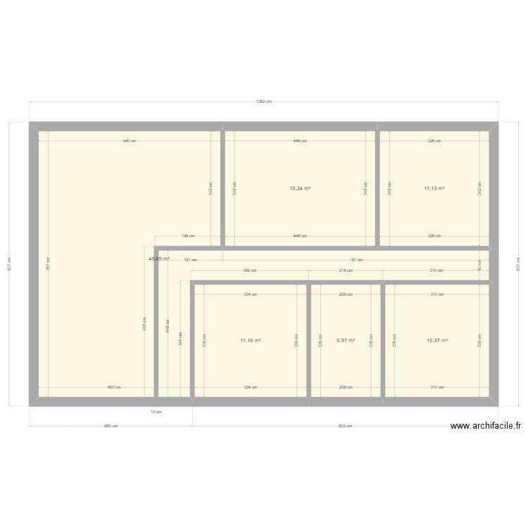 Plan d'orgon. Plan de 6 pièces et 101 m2