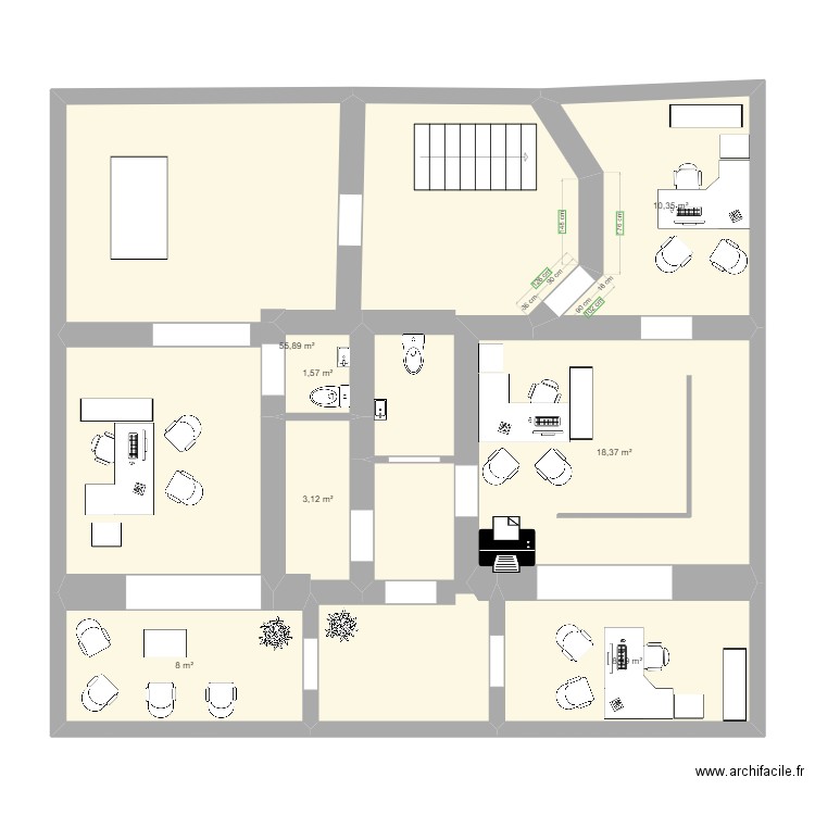 Villa Romaine. Plan de 7 pièces et 106 m2