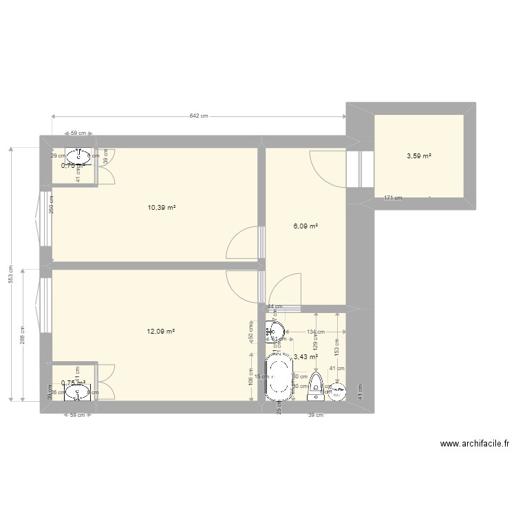 Plan 3ème étage patisserie (ancien). Plan de 7 pièces et 37 m2