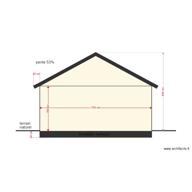 plan terrain naturel facade sud. Plan de 0 pièce et 0 m2