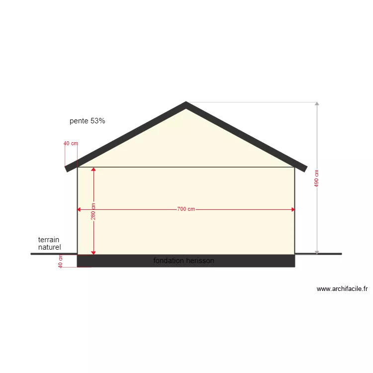 plan terrain naturel facade sud. Plan de plan terrain naturel facade sud. Plan de