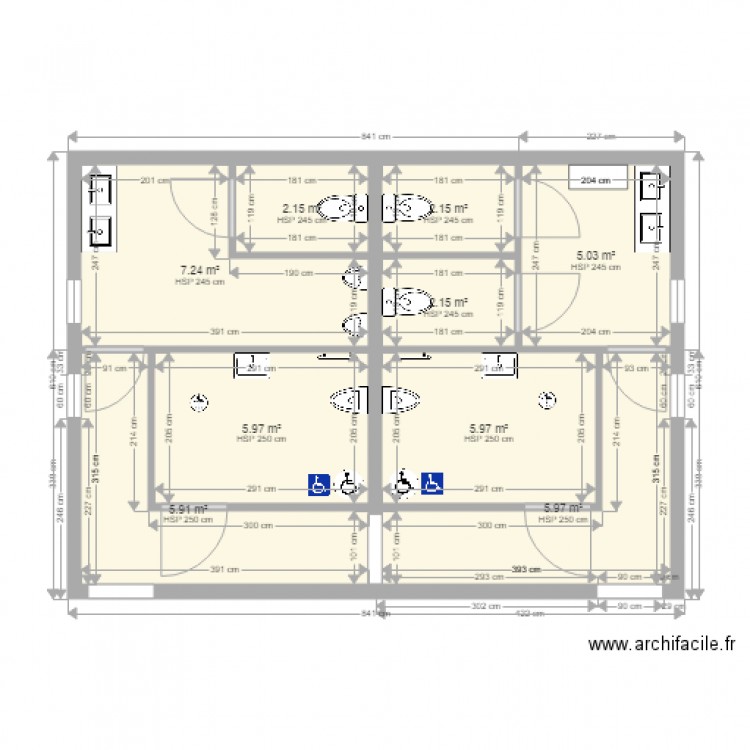 toilette handicapé. Plan de 0 pièce et 0 m2