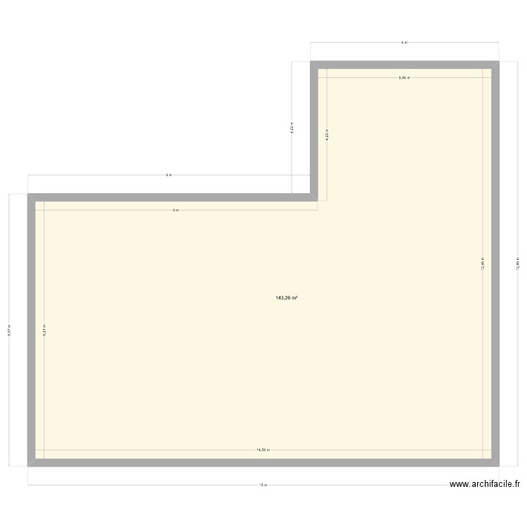 plan base. Plan de 1 pièce et 143 m2