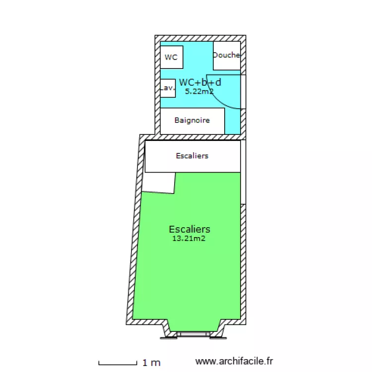 WC-Escaliers. Plan de 