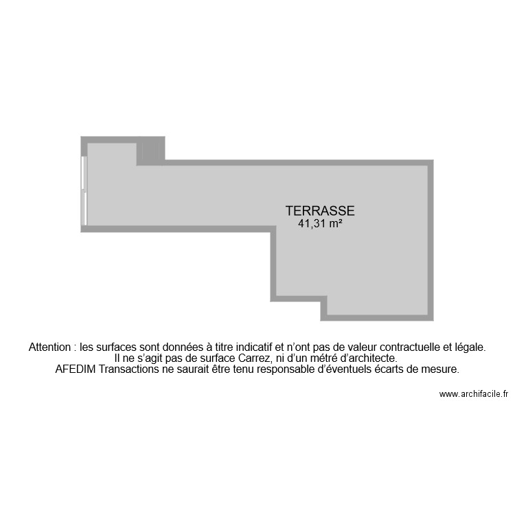 BI 8234 TERRASSE . Plan de 2 pièces et 42 m2