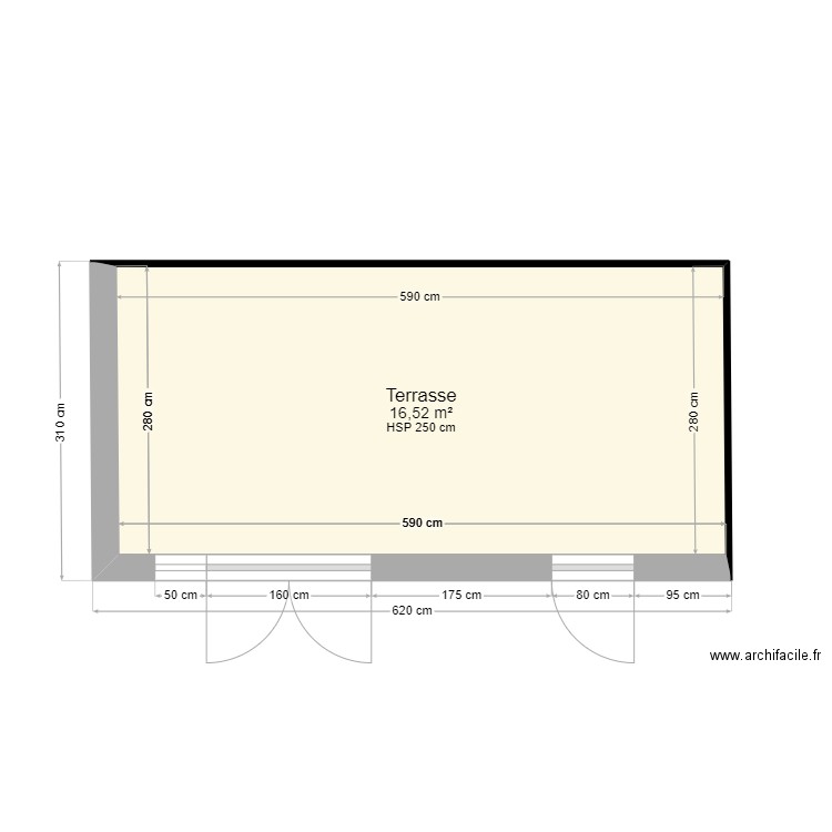 Projet Clim. Plan de 1 pièce et 17 m2