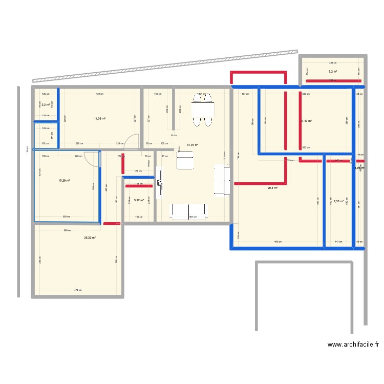 Plan provisoire. Plan de 11 pièces et 156 m2