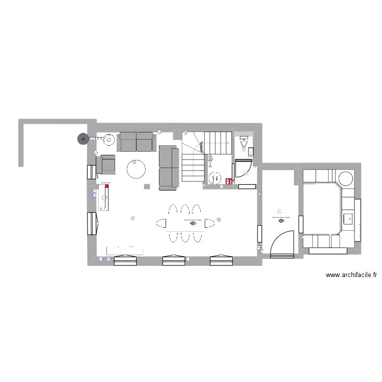 plan du rez. Plan de 3 pièces et 18 m2