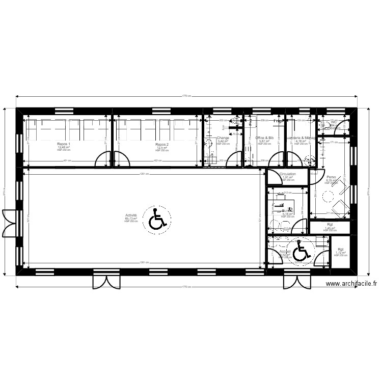 Standard JORDAN V2. Plan de 13 pièces et 132 m2