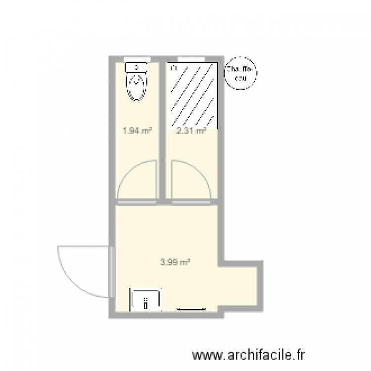 s d b yacine djalamani. Plan de 3 pièces et 8 m2