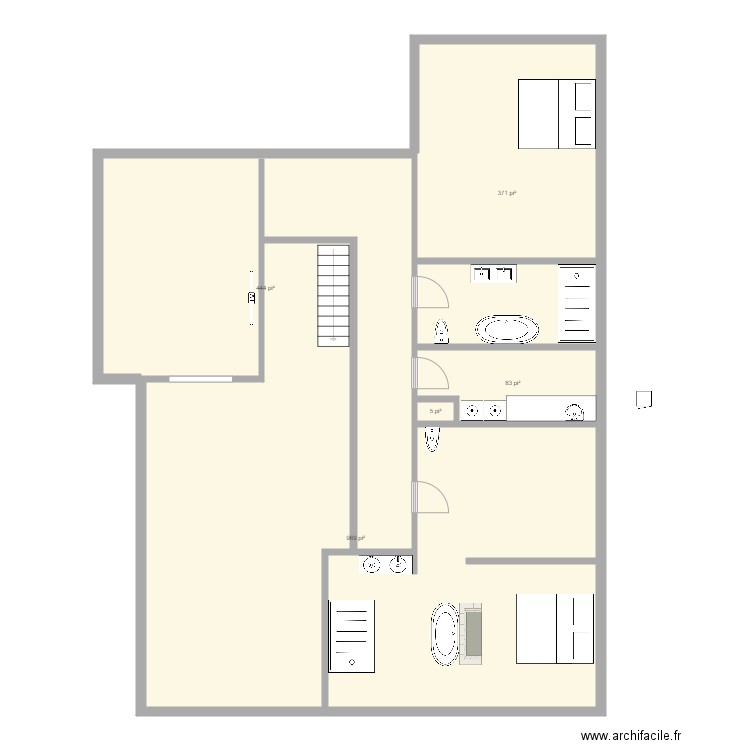 2e etage 47 pied. Plan de 0 pièce et 0 m2