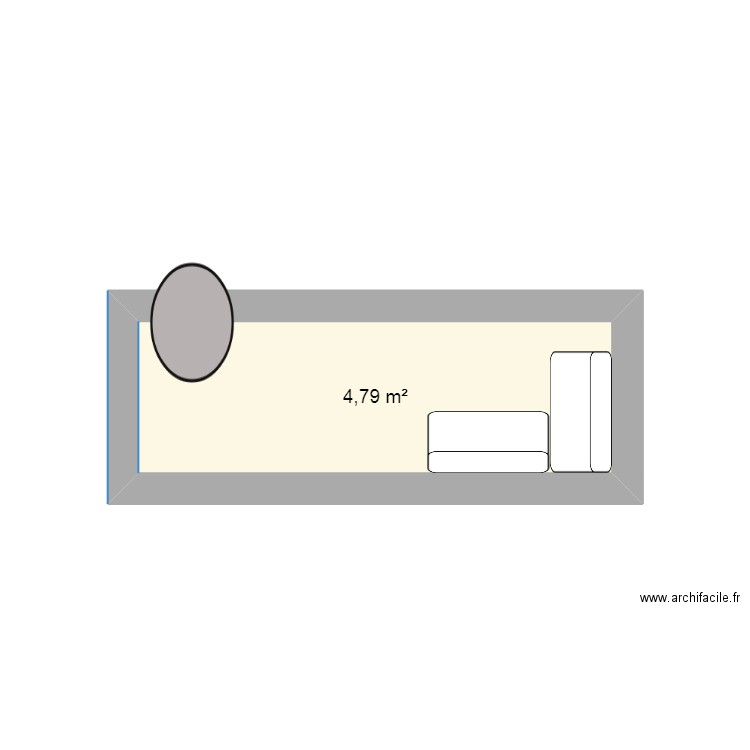 balcon. Plan de 1 pièce et 5 m2