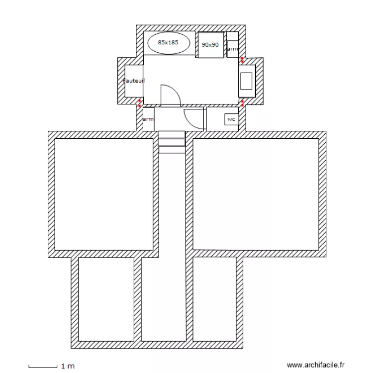 Sdb enfants dc 90x90 B&eacute;chet. Plan de 