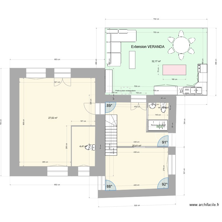 La CRoix 3. Plan de 4 pièces et 89 m2