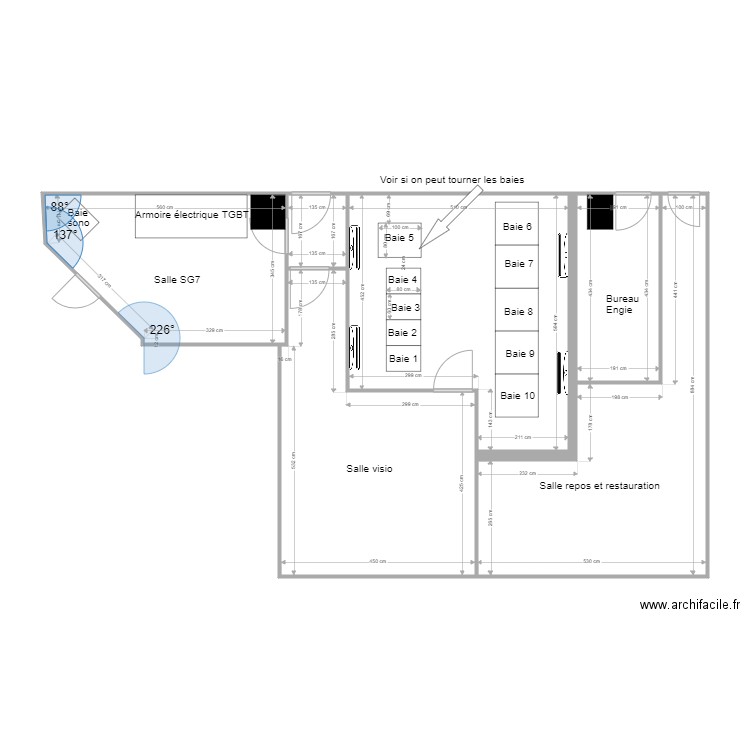 Plan PROJET SALLE SERVEUR Lyon PART DIEU. Plan de 6 pièces et 100 m2