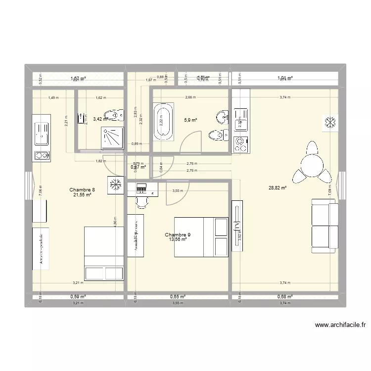 230202 - Maison Meaux - 3 niveaux - modification. Plan de 28  et 240 m²