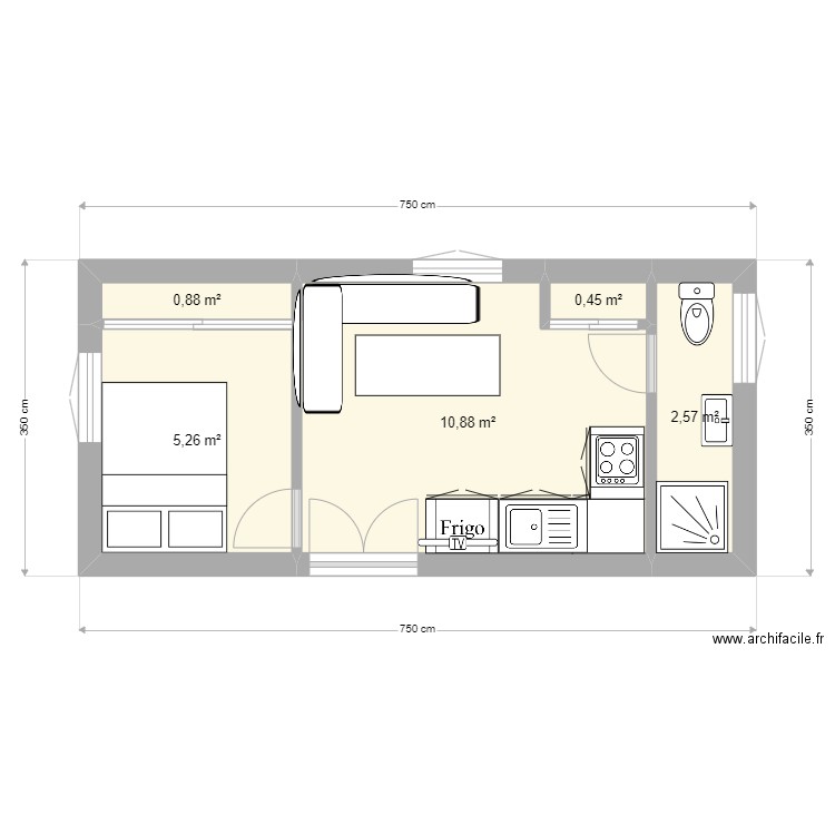 Philippe 2. Plan de 5 pièces et 20 m2