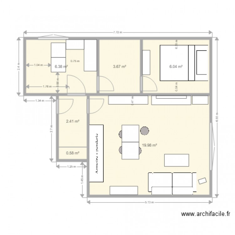 chez moi rosiers 8 meublé salon coté sud 4. Plan de 0 pièce et 0 m2