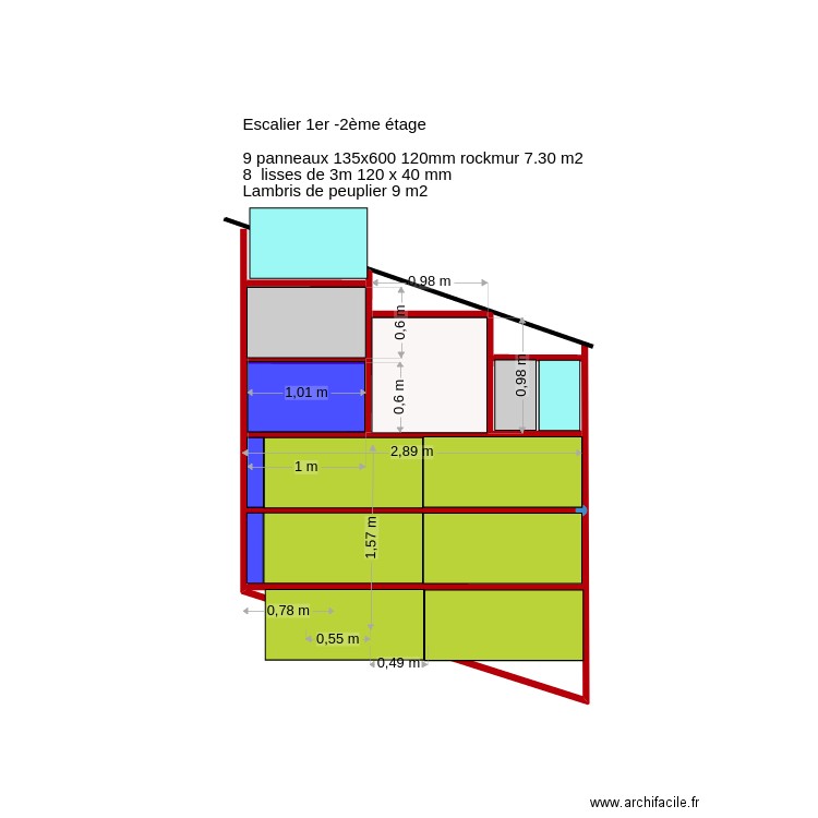 escaler 1er - 2 ème  étage isolé. Plan de 0 pièce et 0 m2