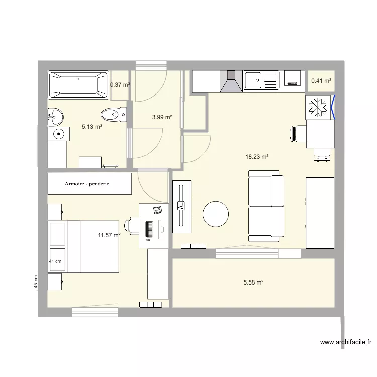appartement &agrave; la bonne taille. Plan de 