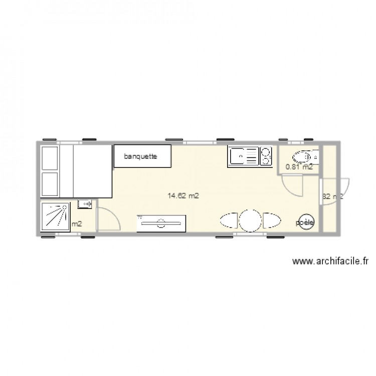roulotte 8m tte aménagée. Plan de 0 pièce et 0 m2