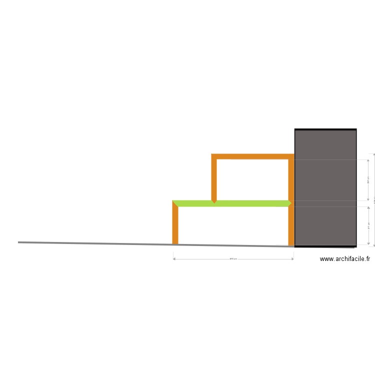 Annexe vue Sud. Plan de 1 pièce et 9 m2